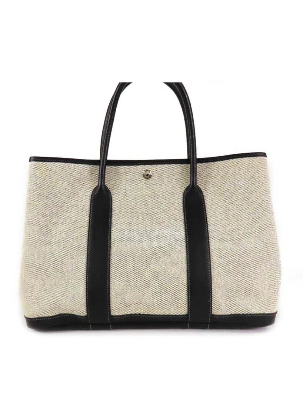 Hermes Garden Party PM Gray Black Silver Buffalo Toile Optical H Tote Bag